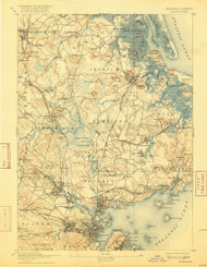 Salem, Massachusetts 1893 (1916) USGS Old Topo Map Reprint 15x15 MA Quad 353009