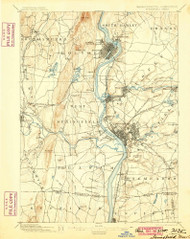 Springfield, Massachusetts 1895 (1900) USGS Old Topo Map Reprint 15x15 MA Quad 353053