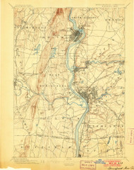 Springfield, Massachusetts 1895 (1903) USGS Old Topo Map Reprint 15x15 MA Quad 353054