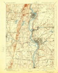 Springfield, Massachusetts 1895 (1924) USGS Old Topo Map Reprint 15x15 MA Quad 353045
