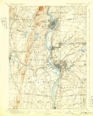 Springfield, Massachusetts 1895 (1932) USGS Old Topo Map Reprint 15x15 MA Quad 353049