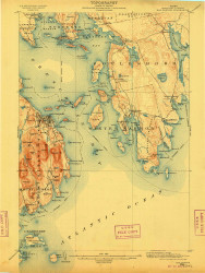 Bar Harbor, Maine 1904 (1909) USGS Old Topo Map Reprint 15x15 ME Quad 807361