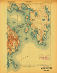 Bar Harbor, Maine 1904 (1920) USGS Old Topo Map Reprint 15x15 ME Quad 807360