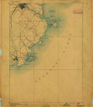 Biddeford, Maine 1891 (1891) USGS Old Topo Map Reprint 15x15 ME Quad 807386