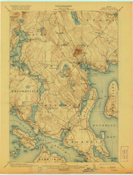 Blue Hill, Maine 1904 (1921) USGS Old Topo Map Reprint 15x15 ME Quad 807391