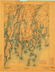 Boothbay, Maine 1893 (1909) USGS Old Topo Map Reprint 15x15 ME Quad 807398