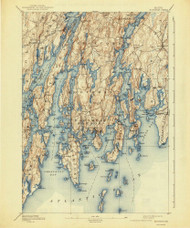 Boothbay, Maine 1893 (1941) USGS Old Topo Map Reprint 15x15 ME Quad 460221