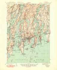 Boothbay, Maine 1943 (1949) USGS Old Topo Map Reprint 15x15 ME Quad 460224