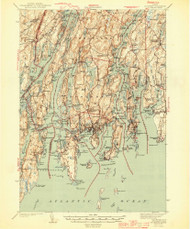 Boothbay, Maine 1944 (1944) USGS Old Topo Map Reprint 15x15 ME Quad 460223