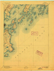Casco Bay, Maine 1893 (1909) USGS Old Topo Map Reprint 15x15 ME Quad 807436