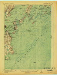 Casco Bay, Maine 1916 (1925) USGS Old Topo Map Reprint 15x15 ME Quad 807432