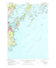 Casco Bay, Maine 1957 (1966) USGS Old Topo Map Reprint 15x15 ME Quad 460293