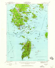 Deer Isle, Maine 1942 (1958) USGS Old Topo Map Reprint 15x15 ME Quad 460353