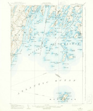 Monhegan, Maine 1906 (1944) USGS Old Topo Map Reprint 15x15 ME Quad 460613
