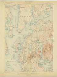 Mount Desert, Maine 1904 (1904) USGS Old Topo Map Reprint 15x15 ME Quad 306672