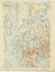 Mount Desert, Maine 1942 (1942) USGS Old Topo Map Reprint 15x15 ME Quad 306674