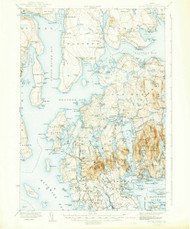 Mount Desert, Maine 1942 (1942) USGS Old Topo Map Reprint 15x15 ME Quad 460636