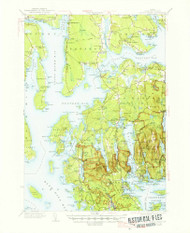 Mount Desert, Maine 1942 (1947) USGS Old Topo Map Reprint 15x15 ME Quad 460637