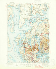 Mount Desert, Maine 1942 (1947) USGS Old Topo Map Reprint 15x15 ME Quad 460638