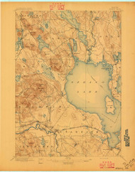 Sebago Lake, Maine 1896 (1896) USGS Old Topo Map Reprint 15x15 ME Quad 807668