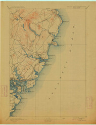 York, Maine 1893 (1913) USGS Old Topo Map Reprint 15x15 ME Quad 807744