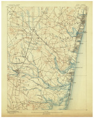 Asbury Park, New Jersey 1888 USGS Old Topo Map 15x15 NJ Quad