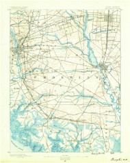 Bridgeton, New Jersey 1890 USGS Old Topo Map 15x15 NJ Quad