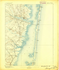 Barnegat, New Jersey 1888 A USGS Old Topo Map 15x15 NJ Quad