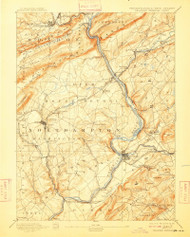 Delaware Watergap, New Jersey 1893 (1909) USGS Old Topo Map 15x15 NJ Quad