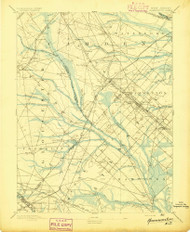 Hammonton, New Jersey 1894 USGS Old Topo Map 15x15 NJ Quad