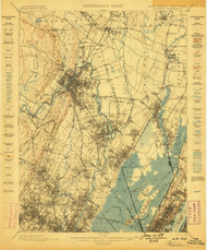 Paterson, New Jersey 1898 USGS Old Topo Map 15x15 NJ Quad