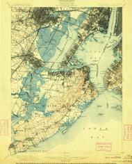 Staten Island, New Jersey 1900 (1909) USGS Old Topo Map 15x15 NJ Quad