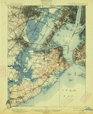 Staten Island, New Jersey 1900 (1913) USGS Old Topo Map 15x15 NJ Quad