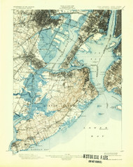 Staten Island, New Jersey 1900 (1932) USGS Old Topo Map 15x15 NJ Quad