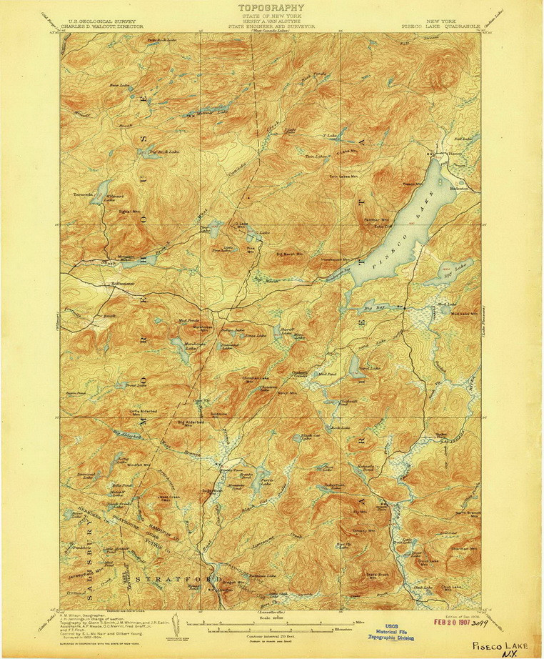 US Geological Survey topographic map metric New York USGS 1997 PISECO LAKE 