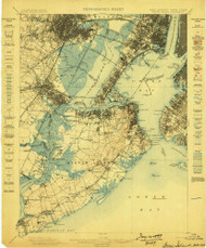Staten Island, NJ 1898 (1898) USGS Old Topo Map 15x15 NY Quad