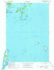 Hewett Island, Maine 1955 (1974) USGS Old Topo Map Reprint 7x7 ME Quad 806760