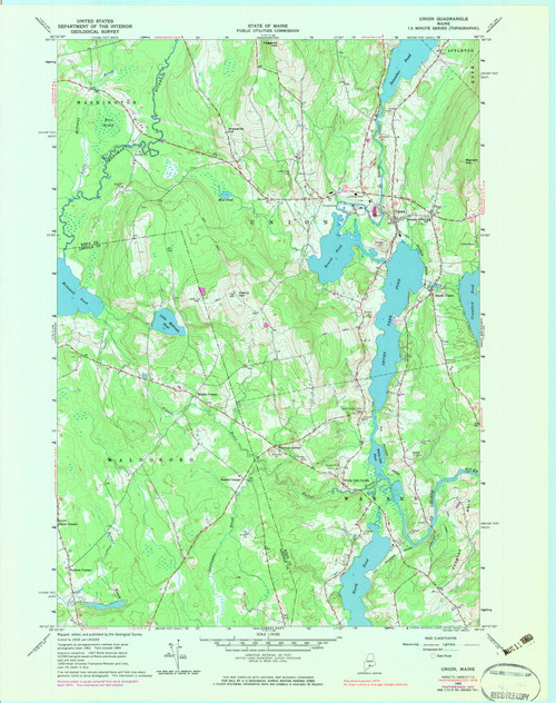 Union, Maine 1965 (1983) USGS Old Topo Map Reprint 7x7 ME Quad 807247