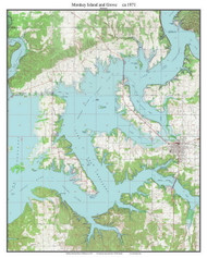 Monkey Island and Grove 1971 - Custom USGS Old Topo Map - Oklahoma