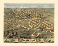 Macon City, Missouri 1869 Bird's Eye View