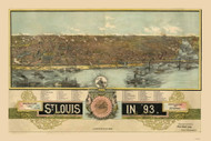 St Louis, Missouri 1893 Bird's Eye View