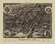 St Louis, Missouri 1907 Bird's Eye View