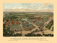 St Louis - Worlds Fair, Missouri 1904 Bird's Eye View