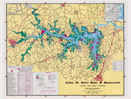 John H. Kerr Dam and Reservoir 1975 -  - Old Map Reprint - VA Lakes