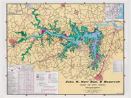 John H. Kerr Dam and Reservoir 1981 -  - Old Map Reprint - VA Lakes