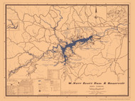 W. Kerr Scott Dam and Reservoir Big Area 1983 -  - Old Map Reprint - VA Lakes