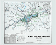 W. Kerr Scott Dam and Reservoir Big Area 1986 -  - Old Map Reprint - VA Lakes