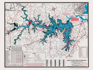 John H. Kerr Dam and Reservoir 1992 -  - Old Map Reprint - VA Lakes