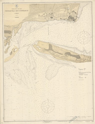 Pensacola Bay Entrance 1921 - Old Map Nautical Chart AC Harbors 413 - Florida (Gulf Coast)