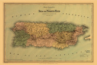 Puerto Rico 1886  - Old State Map Reprint